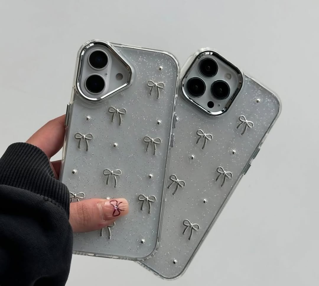 Transparent Bow Glittery Shimmer Case