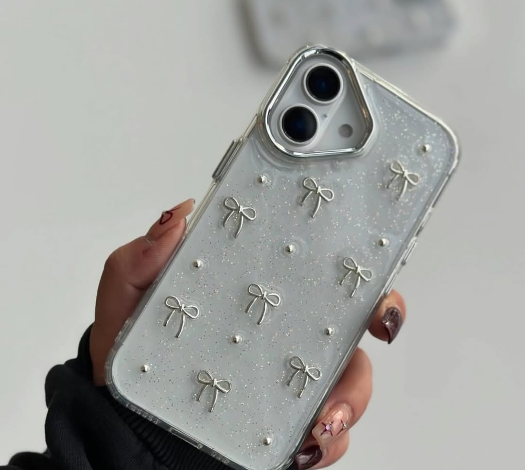 Transparent Bow Glittery Shimmer Case