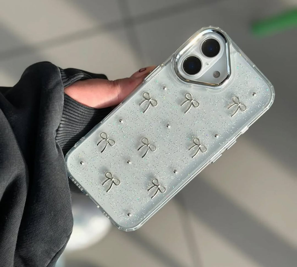 Transparent Bow Glittery Shimmer Case