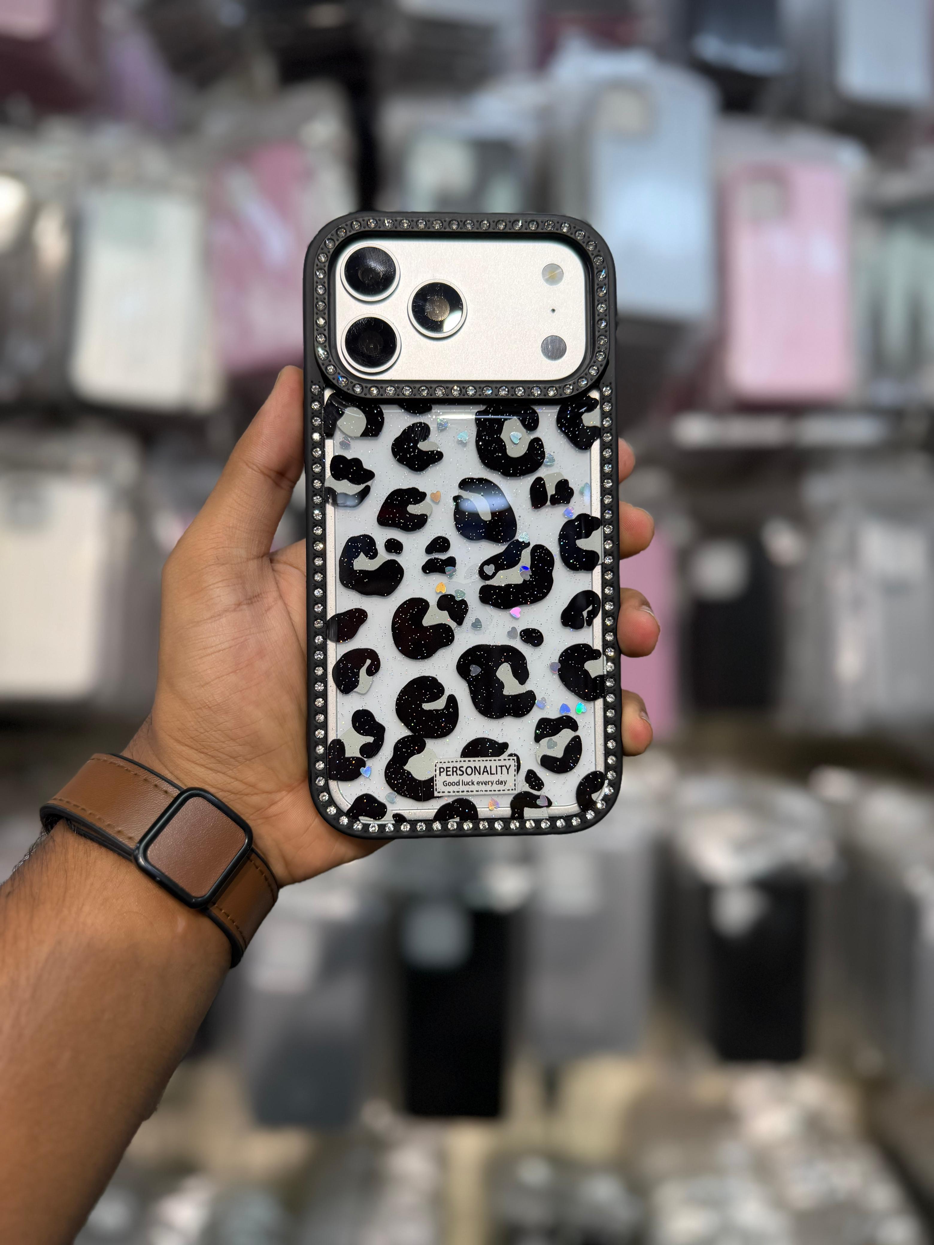 Black Cheetah Studded Case