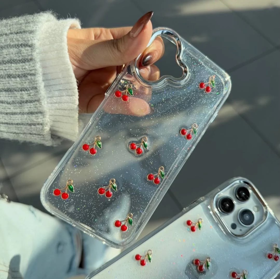 Transparent Bow Glittery Shimmer Case