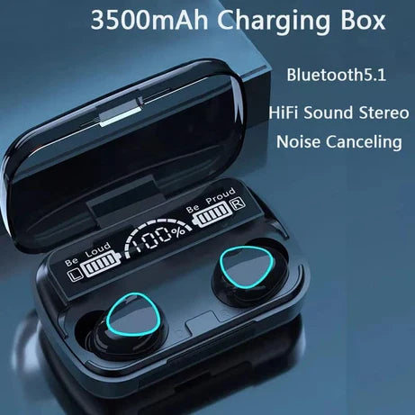 Mega Sale Offer - Imported Improved version of M10 Waterproof Bluetooth Wireless Headset with LED Display + Power Bank