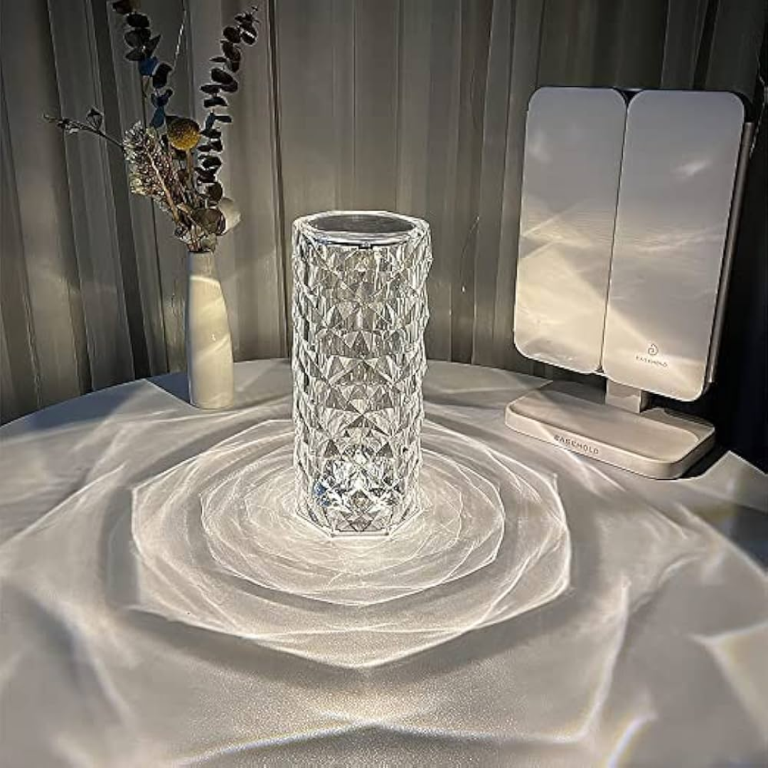 Diamond-Cut Crystal LED Lamp – Remote Control, Rechargeable, and Elegant Mood Lighting