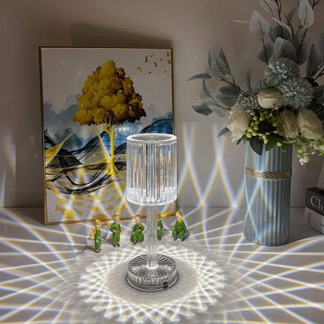 USB Rechargeable Crystal Table Lamp – Elegant Diamond-Cut Design for Romantic Ambiance in Bedroom, Living Room & More