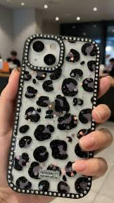 Black Cheetah Studded Case