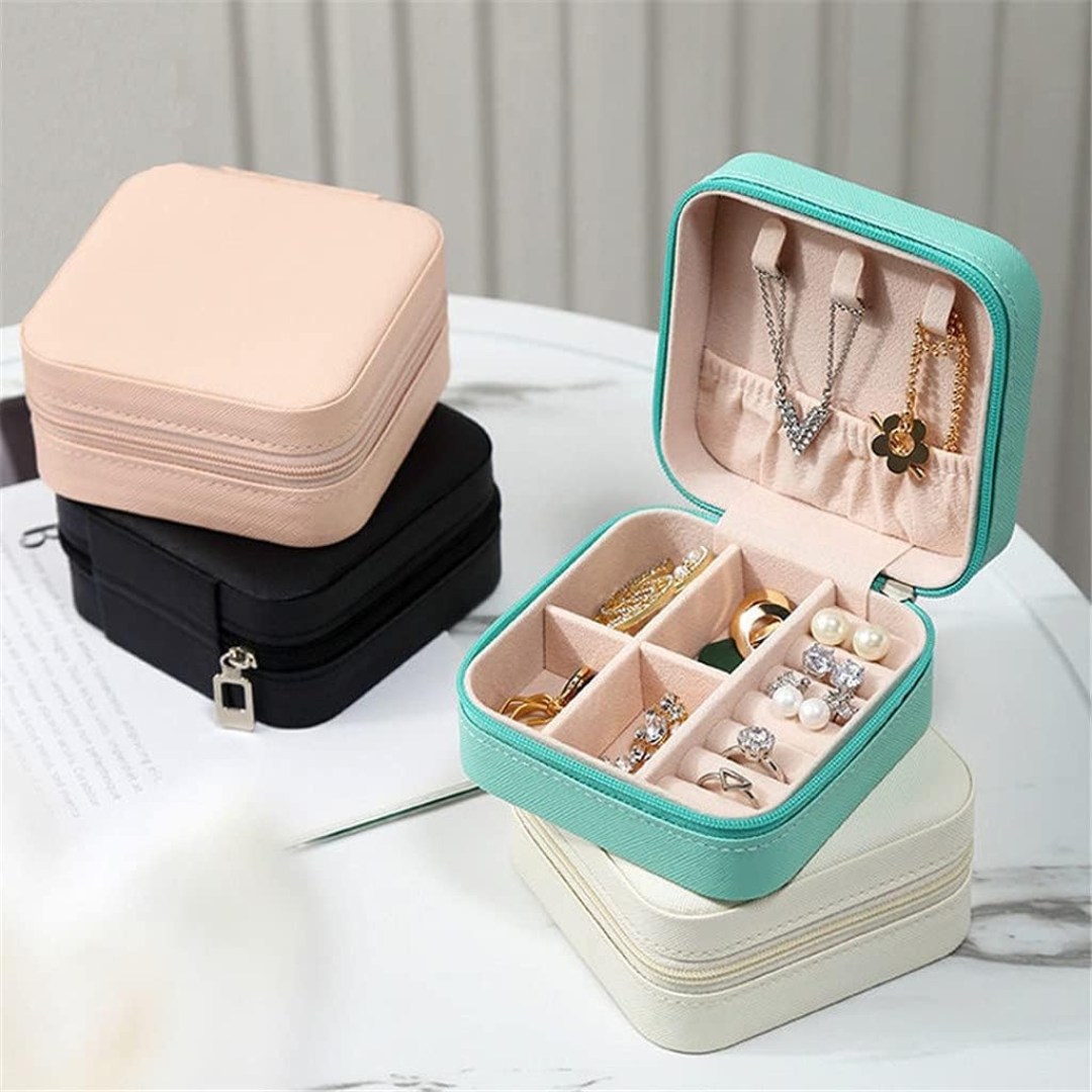 "Portable Mini Jewelry Box Organizer – Travel-Friendly Case for Earrings, Rings, Necklaces & Accessories – Compact, Stylish & Durable Storage Solution"